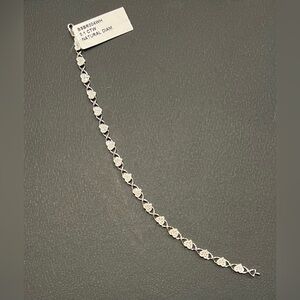 Elegant Natural Diamond in .925 Sterling Silver Bracelet - 7” inches - NWT